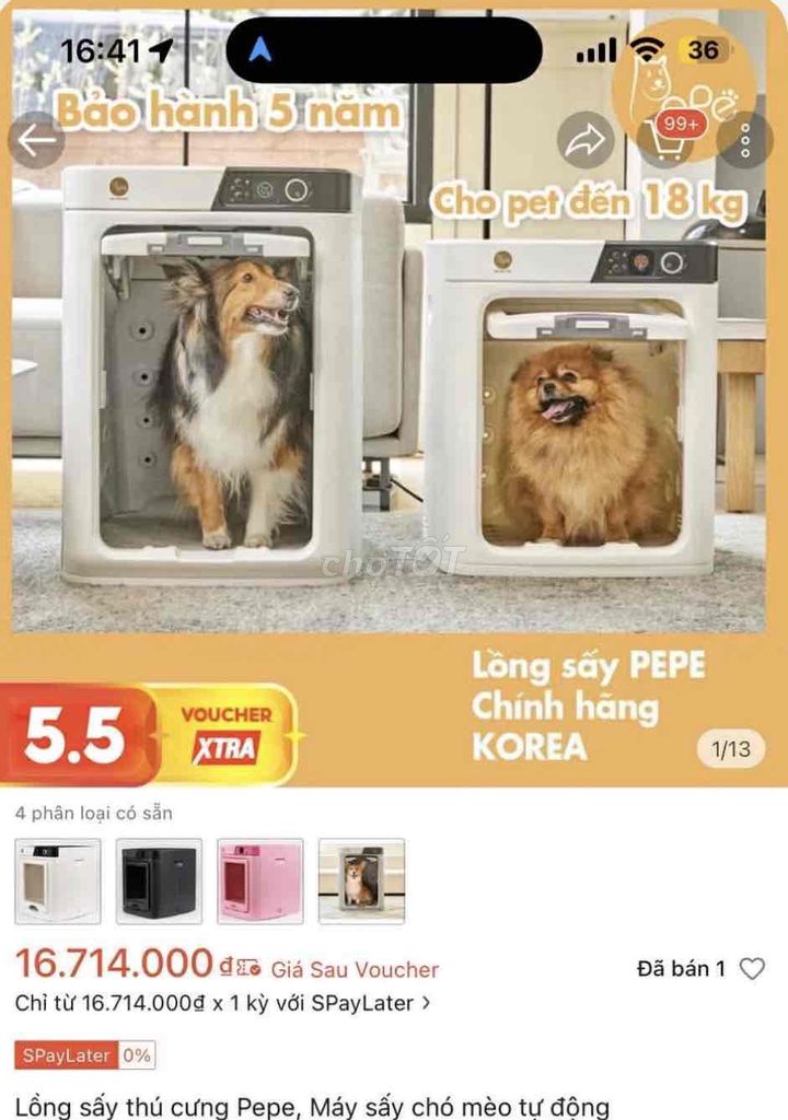 bán lồng sấy chó mèo pepe sx hàn quốc. Mua bán Phụ kiện, Thức ăn, Dịch vụ tại Quận Thanh Xuân Hà Nội được đăng bởi A trường hình 1