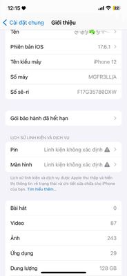 Apple iPhone 12 lock 128GB Trắng Đã sử dụng