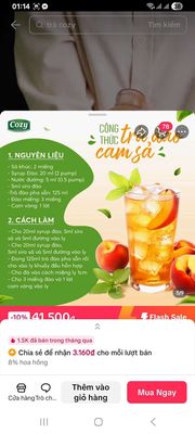 Trà đào cam sả. Mua bán Đồ ăn, thực phẩm và các loại khác tại Huyện Vĩnh Tường Vĩnh Phúc được đăng bởi HOÀNG HƯỜNG