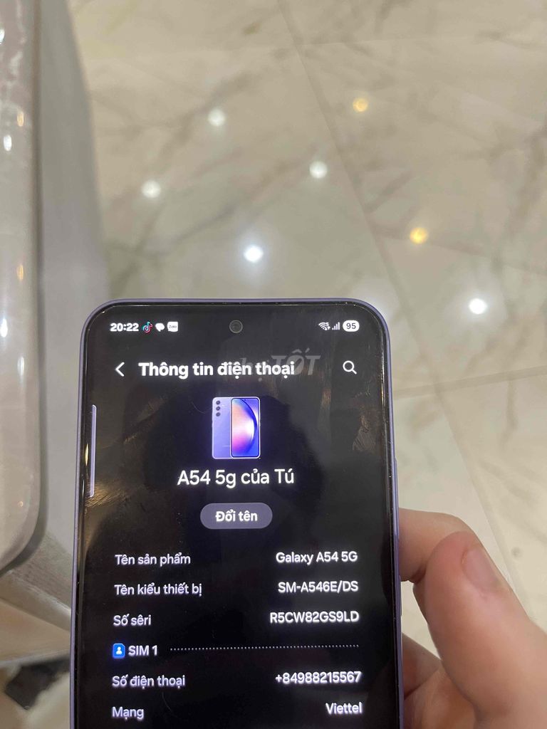 Samsung Galaxy A54 5G Tím 5G. Mua bán Điện thoại tại Thành phố Thái Nguyên Thái Nguyên được đăng bởi Lâm Nguyễn hình 1