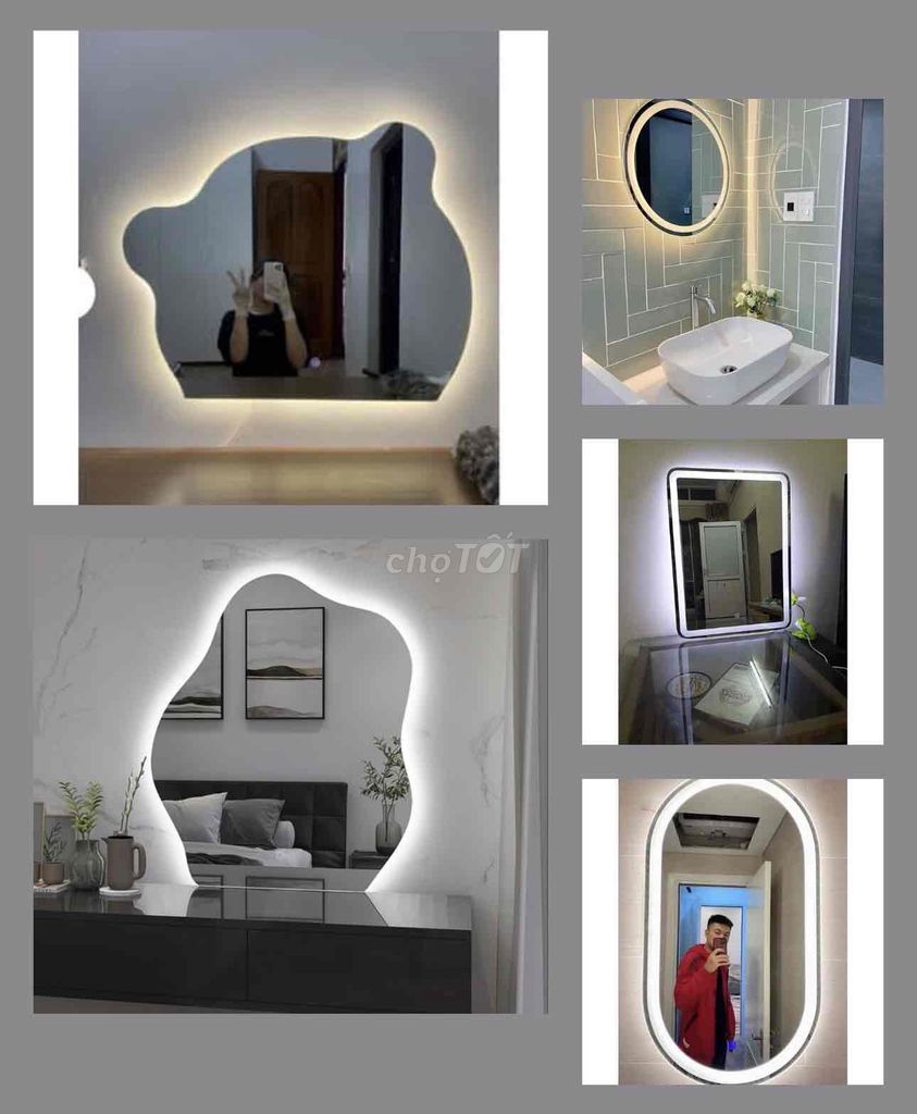 Gương treo tường Decor Kính có đèn LED. Mua bán Thiết bị vệ sinh, nhà tắm tại Quận Sơn Trà Đà Nẵng được đăng bởi Nội Thất Xinh hình 1