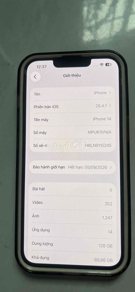 iPhone 14 128GB. Mua bán Điện thoại tại Thành phố Thuận An Bình Dương được đăng bởi Trần Văn Hải hình 1