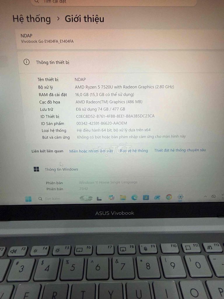 Asus Vivoboook E1404FA 7520U BH 12/2026. Mua bán Laptop tại Quận Phú Nhuận Tp Hồ Chí Minh được đăng bởi Ho Huy Khoa hình 1
