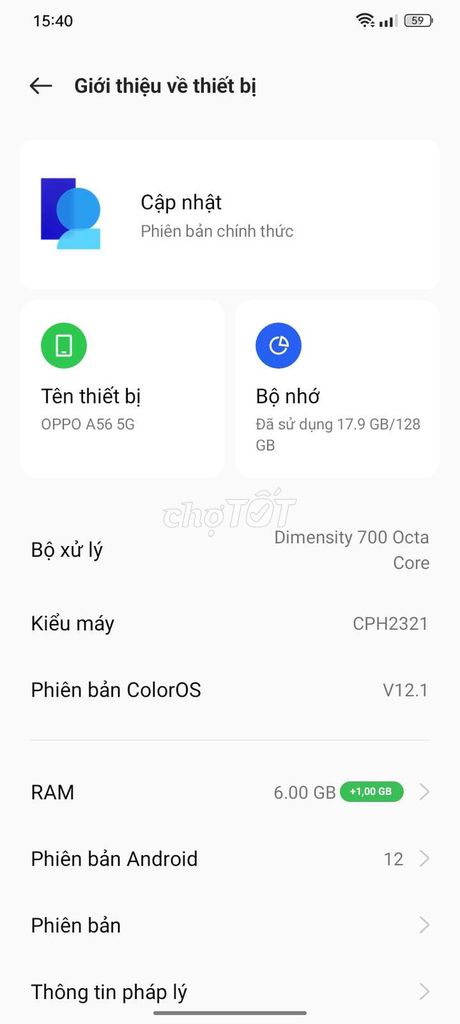 Oppo A56 5G 6GB/128GB Xám Android 12. Mua bán Điện thoại tại Quận Hà Đông Hà Nội được đăng bởi le hình 1