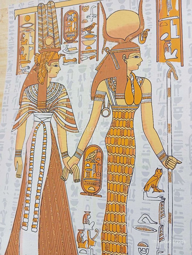 Tranh Papyrus xách tay Ai Cập 33x43cm phát sáng. Mua bán Đồ sưu tầm, đồ cổ tại Quận Bình Tân Tp Hồ Chí Minh được đăng bởi bon bon hình 1