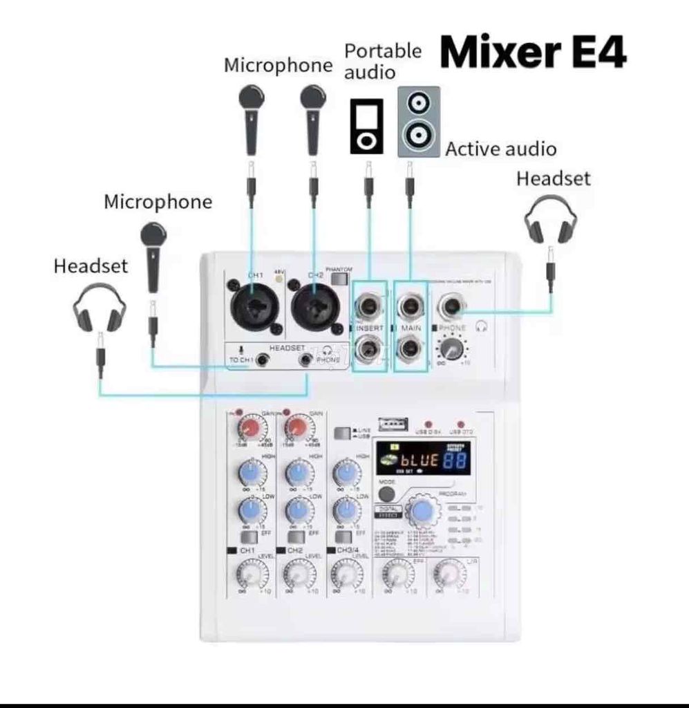 Mixer âm thanh E4 đã sử dụng kèm Micro. Mua bán Tivi, Âm thanh tại Huyện Tân Hiệp Kiên Giang được đăng bởi Phan Trọng Nhân hình 1