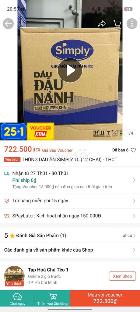 Dầu ăn Simply Đậu nành 1L x 12 chai. Mua bán Đồ ăn, thực phẩm và các loại khác tại Thị xã Từ Sơn Bắc Ninh được đăng bởi Nguyễn Như Sơn hình 1