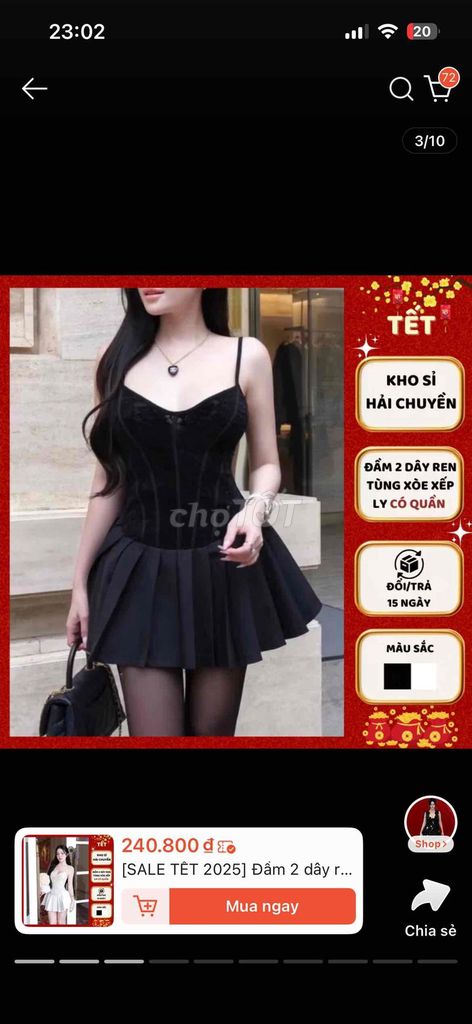 Váy nữ ren 2 dây tùng xòe. Mua bán Quần áo tại Thị Xã Buôn Hồ Đắk Lắk được đăng bởi Đậu Nhữ Gia Hân hình 1