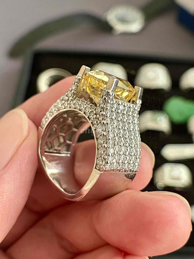 Sales nhẫn bạc 950 full Moissanite chủ Nam Phi 15l