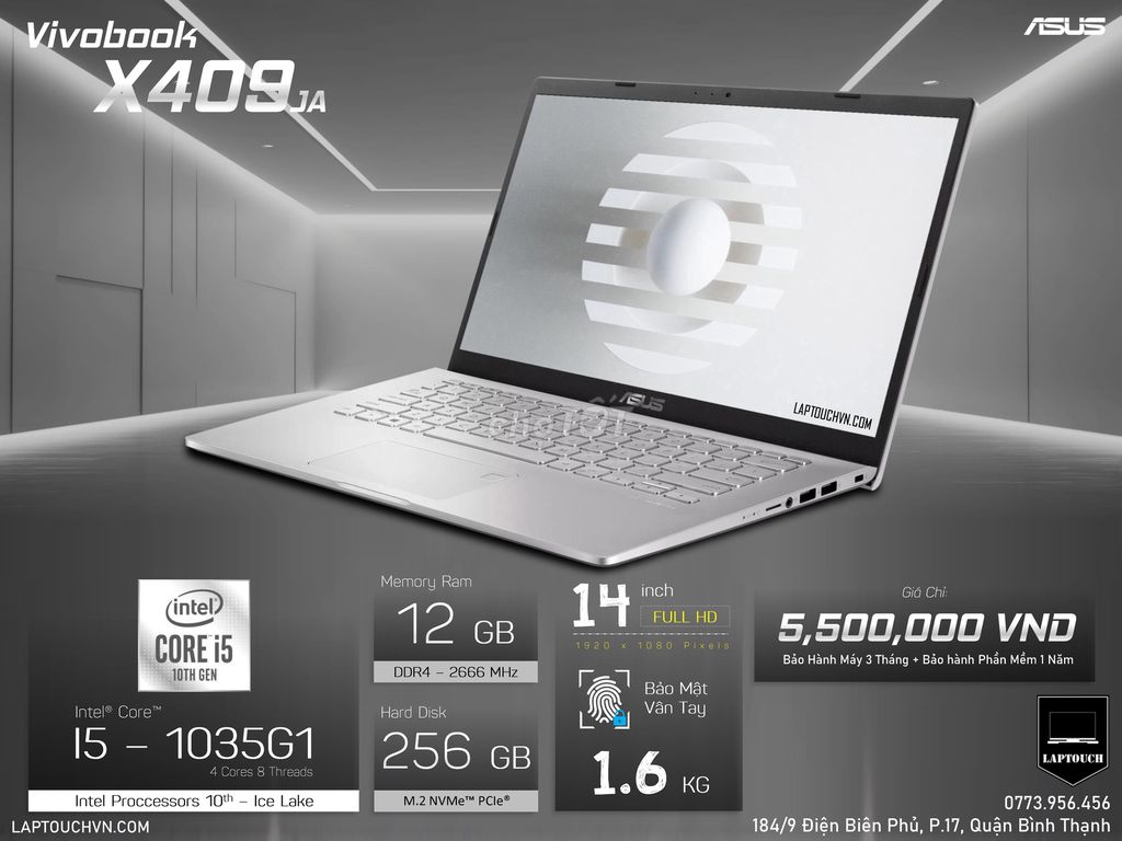 Asus Vivobook X409JA. Mua bán Laptop tại Quận Bình Thạnh Tp Hồ Chí Minh được đăng bởi Cửa Hàng Máy Tính Laptouch VN hình 1
