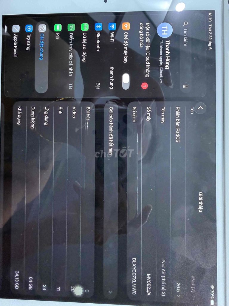 Apple iPad Air 3 64GB. Mua bán Máy tính bảng tại Huyện Hoài Đức Hà Nội được đăng bởi Quốc Long hình 1