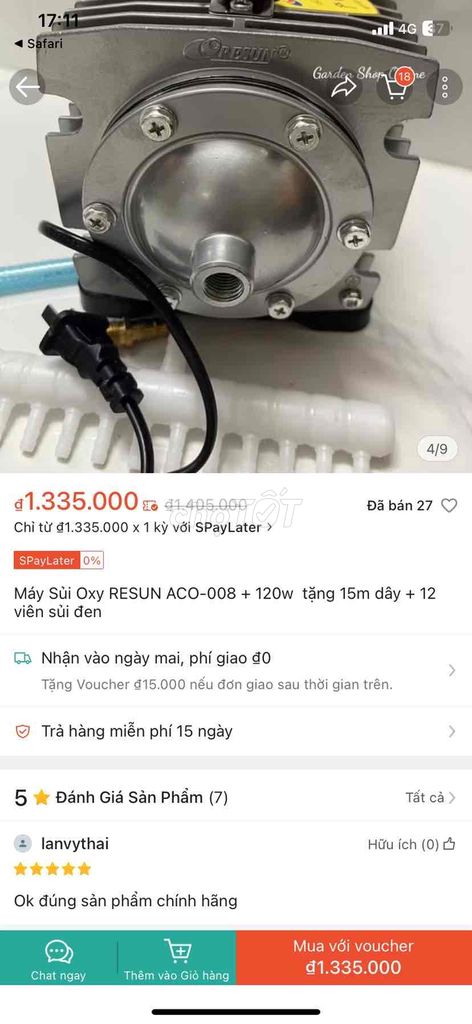 Cần bán máy sủi resun aco 008 120w