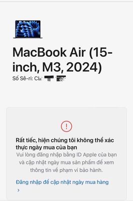 Macbook air M3 15inch xanh 8-256gb chưa active