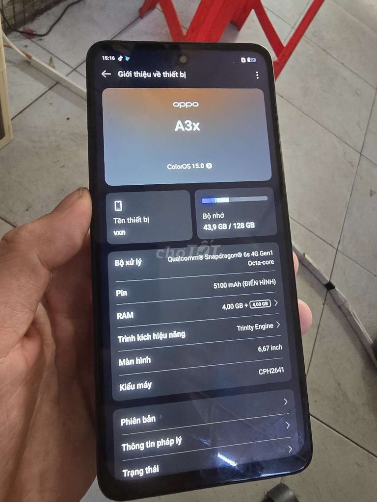 Oppo A3x  Nâu. Mua bán Điện thoại tại Quận 7 Tp Hồ Chí Minh được đăng bởi Trần Ngoan  hình 1