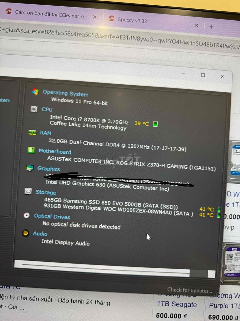 PC i7 8700k, RAM 32GB, SSD 512GB, Màn 27 inch