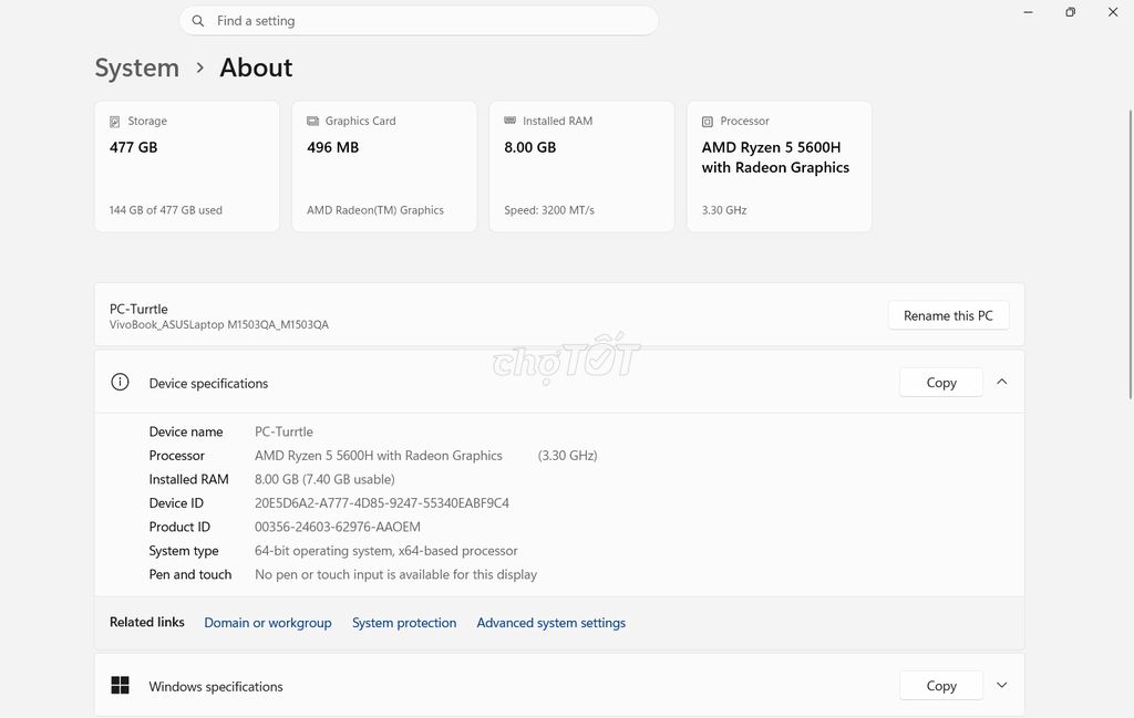 ASUS VivoBook M1503QA Ryzen 5 8GB/512GB. Mua bán Laptop tại Quận Thanh Xuân Hà Nội được đăng bởi Lý Thị Thu Hà hình 1