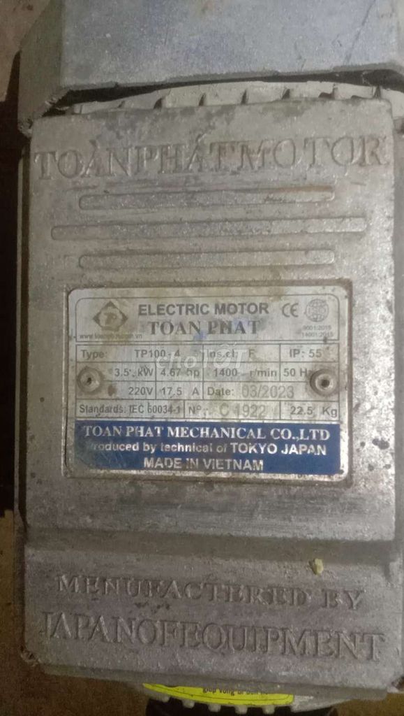 Mô tơ điện TOAN PHAT TP100-4 Việt Nam. Mua bán Đồ chuyên dụng, Giống nuôi trồng tại Huyện Cư Kuin Đắk Lắk được đăng bởi phẩm ba tráng  hình 1