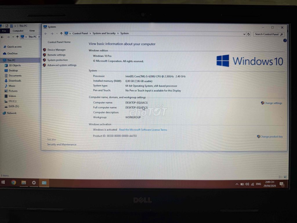 Dell inspiron 3459 i5-6200U 8GB/256GB. Mua bán Laptop tại Quận Gò Vấp Tp Hồ Chí Minh được đăng bởi Quang Trưởng hình 1