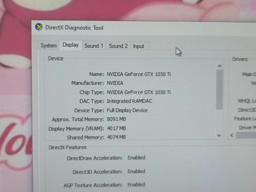 Bộ PC i5-6500 Ram 8G GTX 1050ti SSD 256G màn 24