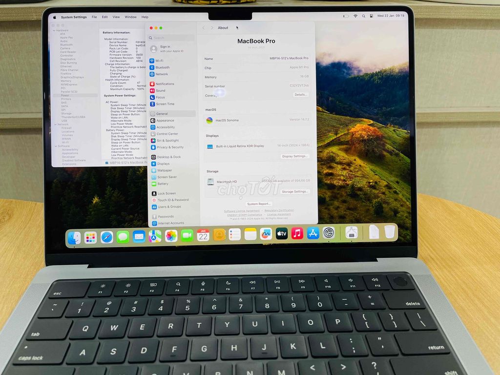 MacBook Pro 14inch M1pro/16GB/1TB layout phím US