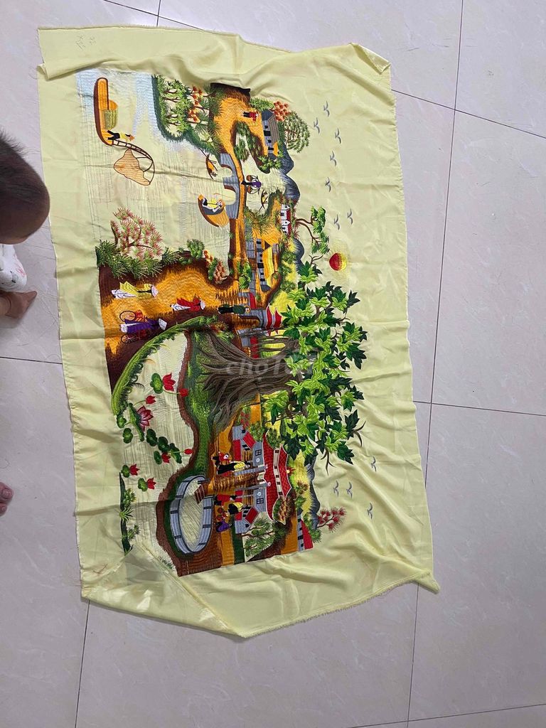 Tranh thêu Đồng quê Vàng nhạt Chưa khung 120x80. Mua bán Đồ sưu tầm, đồ cổ tại Quận Kiến An Hải Phòng được đăng bởi Trần quang long hình 1