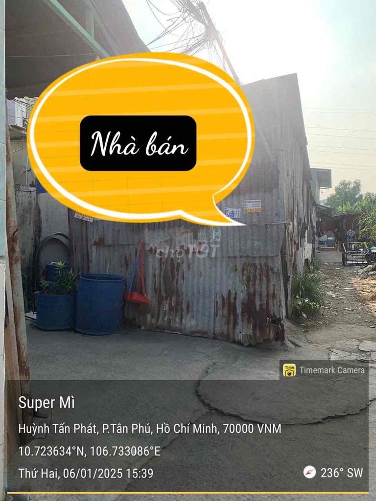 Nhà nát DT 92,3m2 ,Đường Huỳnh Tấn Phát, P.Tân Phú, Quận 7