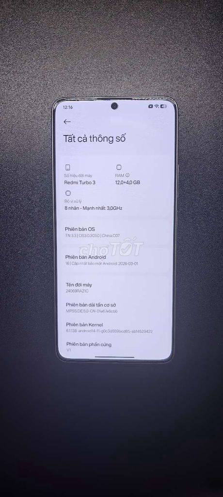 Xiaomi Redmi Turbo 3 12GB/256GB. Mua bán Điện thoại tại Thành phố Buôn Ma Thuột Đắk Lắk được đăng bởi Trần Hiếu hình 1