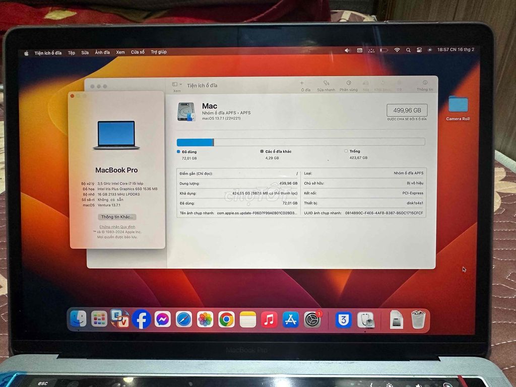 MacBook Pro 13.3inch 2017 - Intel Core i7/SSD 512G