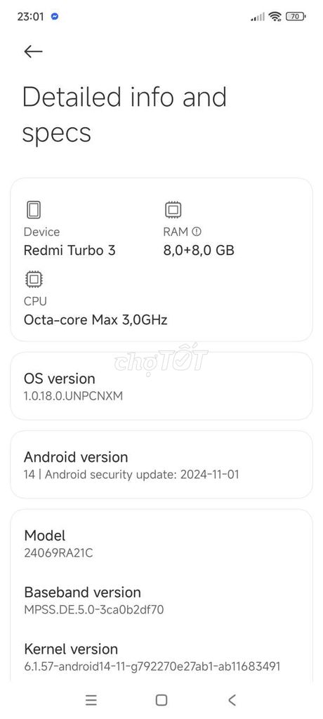 Xiaomi Redmi Turbo 3 16GB/256GB. Mua bán Điện thoại tại Quận Bắc Từ Liêm Hà Nội được đăng bởi Minh Thành hình 1