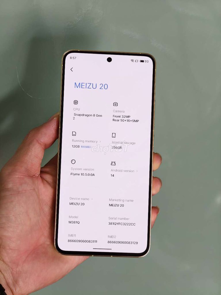 meizu 20 bản 12/256 máy có hộp k có sạc