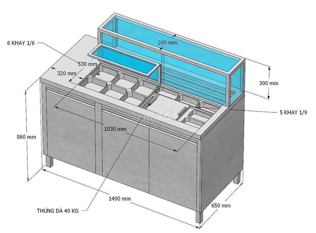 Thanh lý tủ đá inox và quầy bar