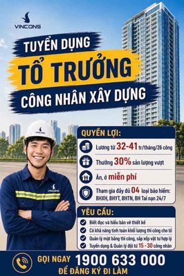 Tuyển CN thợ điện, cấp thoát nước, hàn xì, PCCC,….