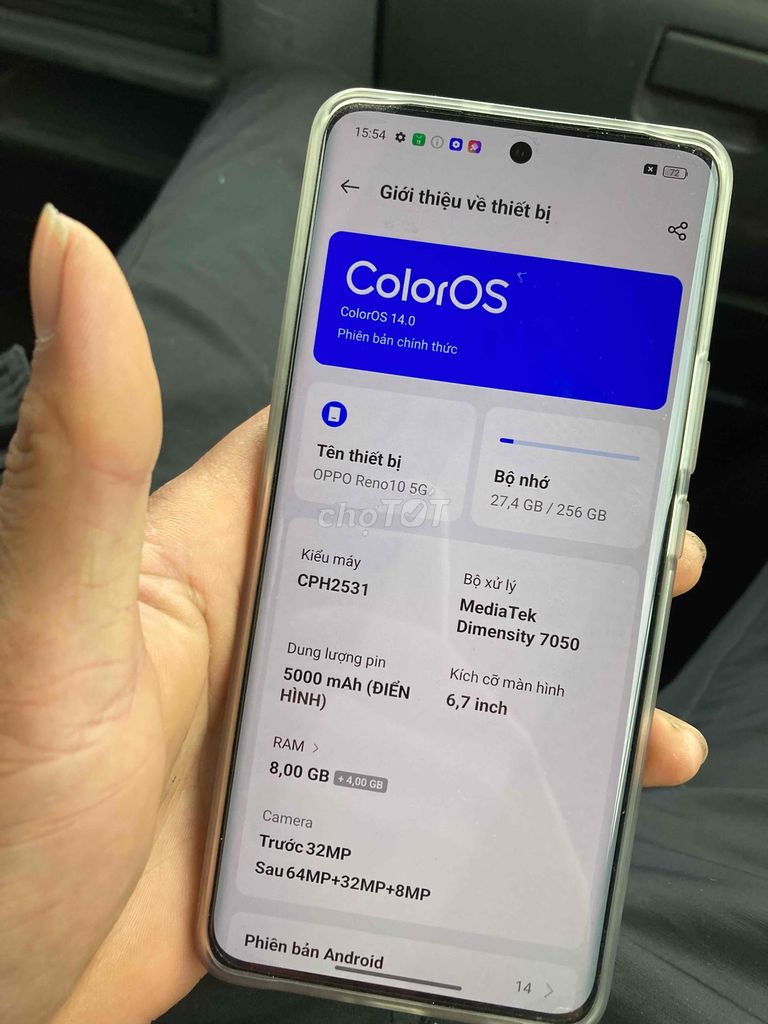 Oppo Reno10, 256GB, bạc, còn bảo hành.