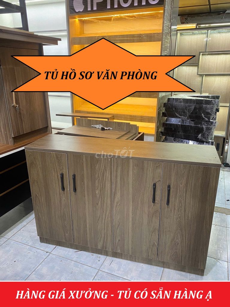 TỦ HỒ SƠ VĂN PHÒNG DÀI 1M2 & TỦ KỆ NÂU GỖ