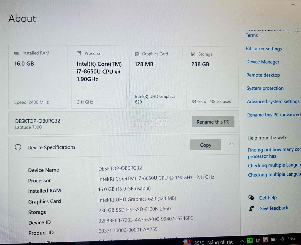 Dell Latitude 7390 i7-8650U 16GB/256GB SSD. Mua bán Laptop tại Quận Bắc Từ Liêm Hà Nội được đăng bởi Nguyễn Văn Tài hình 1