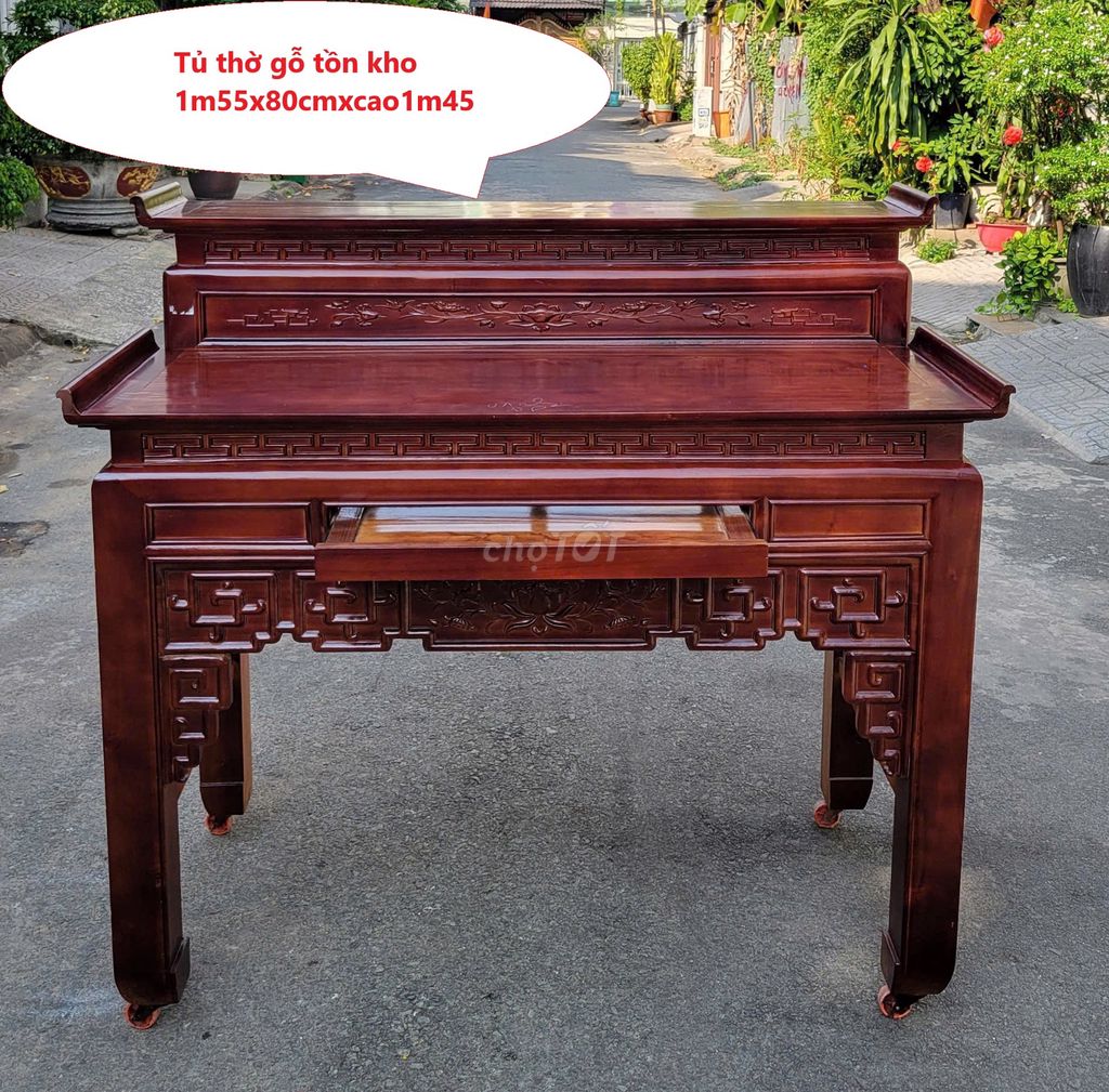 Tủ thờ Gỗ Nâu đỏ 1m55 Mới, tủ bàn thờ Gia Tiên đẹp. Mua bán Tủ, kệ gia đình tại Quận Bình Thạnh Tp Hồ Chí Minh được đăng bởi Thanh lý Nội thất giá sỉ hình 1
