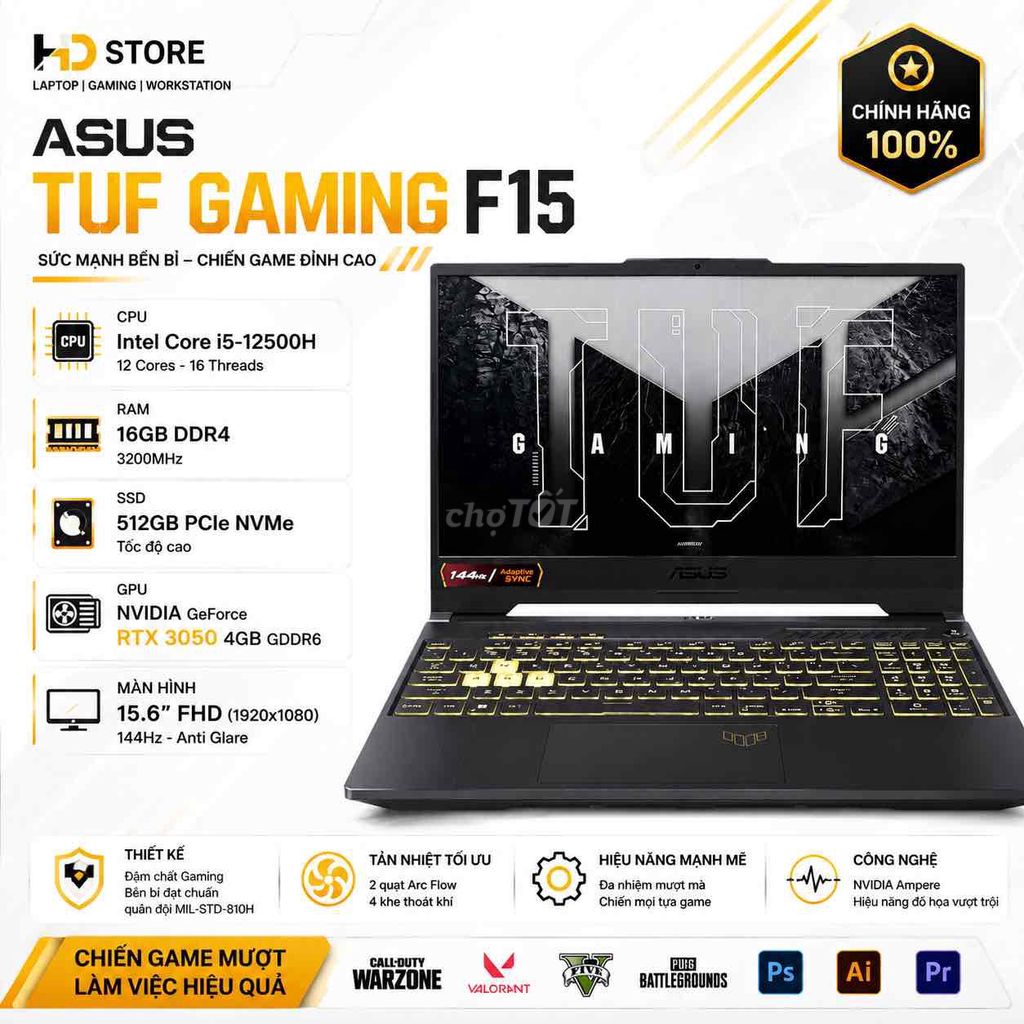 ASUS TUF Gaming FX507 i5-12500H 16GB RTX 3050. Mua bán Laptop tại Thành phố Buôn Ma Thuột Đắk Lắk được đăng bởi HD Store  hình 1