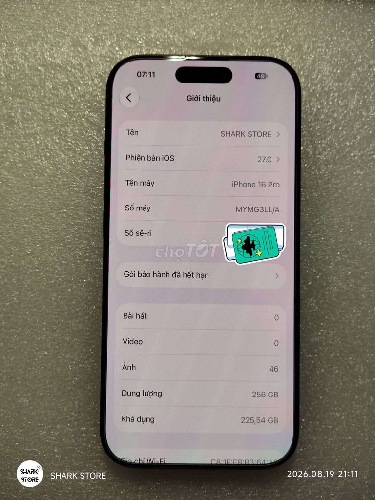iPhone 16 Pro Quốc Tế 256GB LL/A. Mua bán Điện thoại tại Thị xã Phú Mỹ Bà Rịa - Vũng Tàu được đăng bởi Shark Store Phú Mỹ hình 1