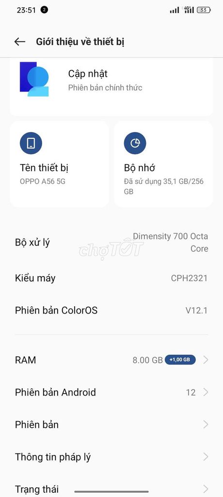 OPPO A56 5G 256GB. Mua bán Điện thoại tại Thành phố Thủ Đức Tp Hồ Chí Minh được đăng bởi Điện Giật hình 1