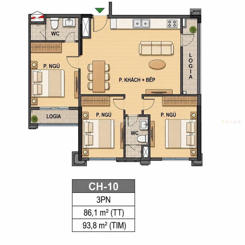 Продается 3-комнатная квартира в Париже, Vinhomes Ocean Park 1, вид на бассейн