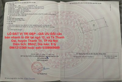 ĐẤT ĐẸP GIÁ ƯU ĐÃI cần bán nhanh lô đất tại huyện Thanh Trì, TP Hà Nội. Mua bán đất tại Huyện Thanh Trì Hà Nội được đăng bởi Chính Chủ
