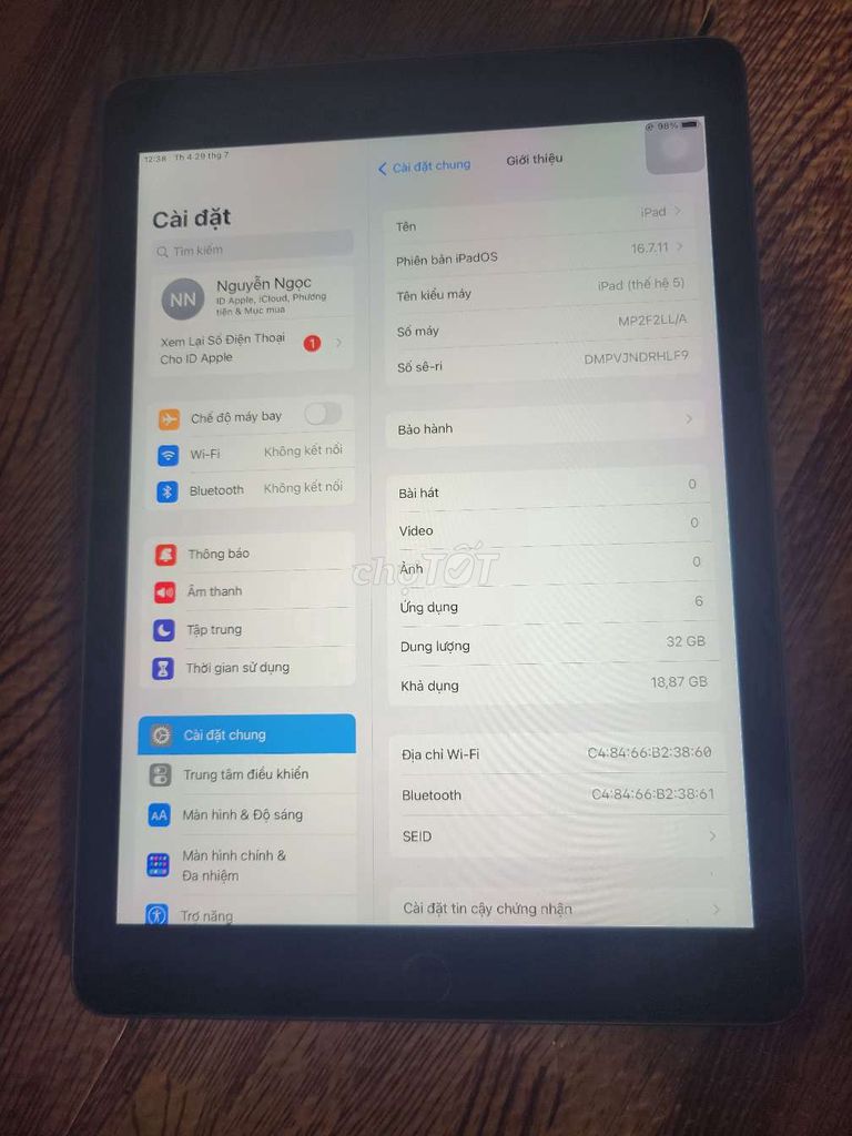 Apple iPad Gen 5 32GB Ghi Mỹ. Mua bán Máy tính bảng tại Quận Hoàng Mai Hà Nội được đăng bởi ĐĂNG VIỆT KHÁNH hình 1
