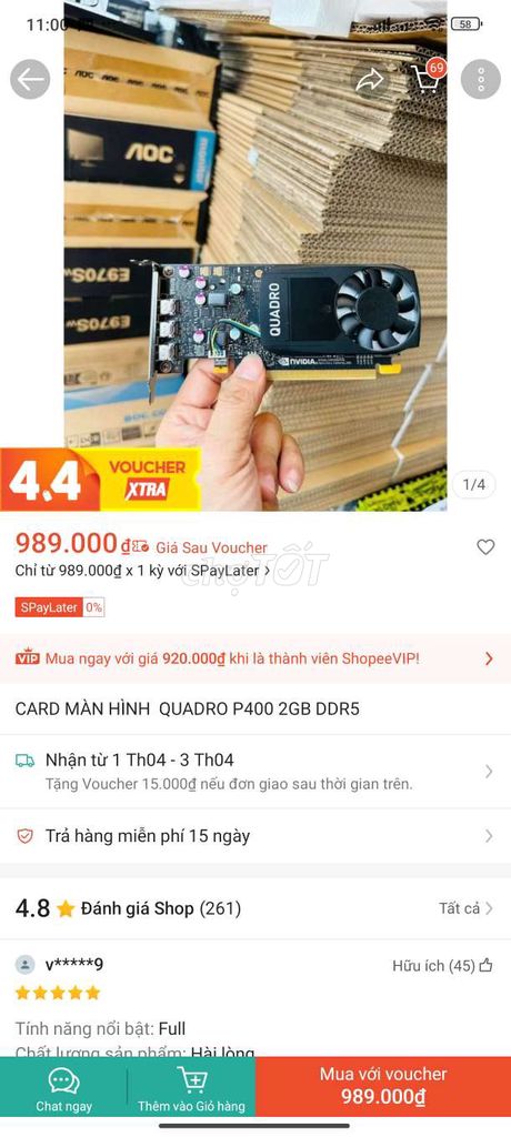 Card màn hình NVIDIA Quadro P620 2GB. Mua bán Linh kiện (RAM, Card...) tại Thành phố Đà Lạt Lâm Đồng được đăng bởi nguyen van dat hình 1