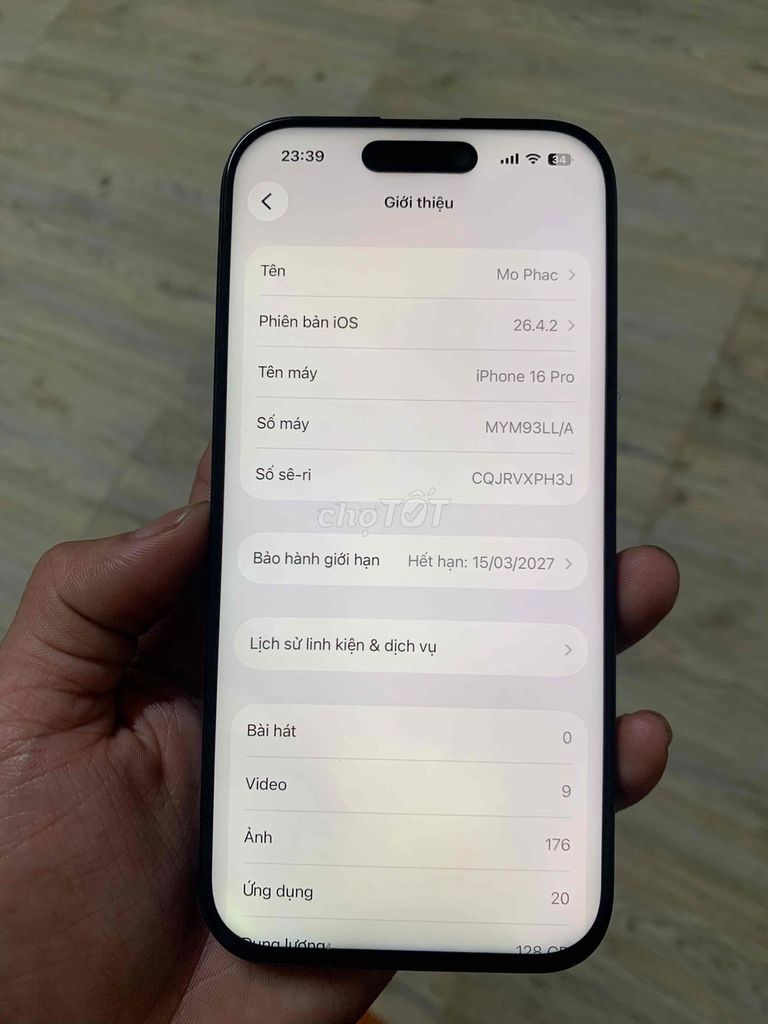 Apple iPhone 16 Pro 128GB Đen. Mua bán Điện thoại tại Thành phố Pleiku Gia Lai được đăng bởi Vinh Thuan hình 1