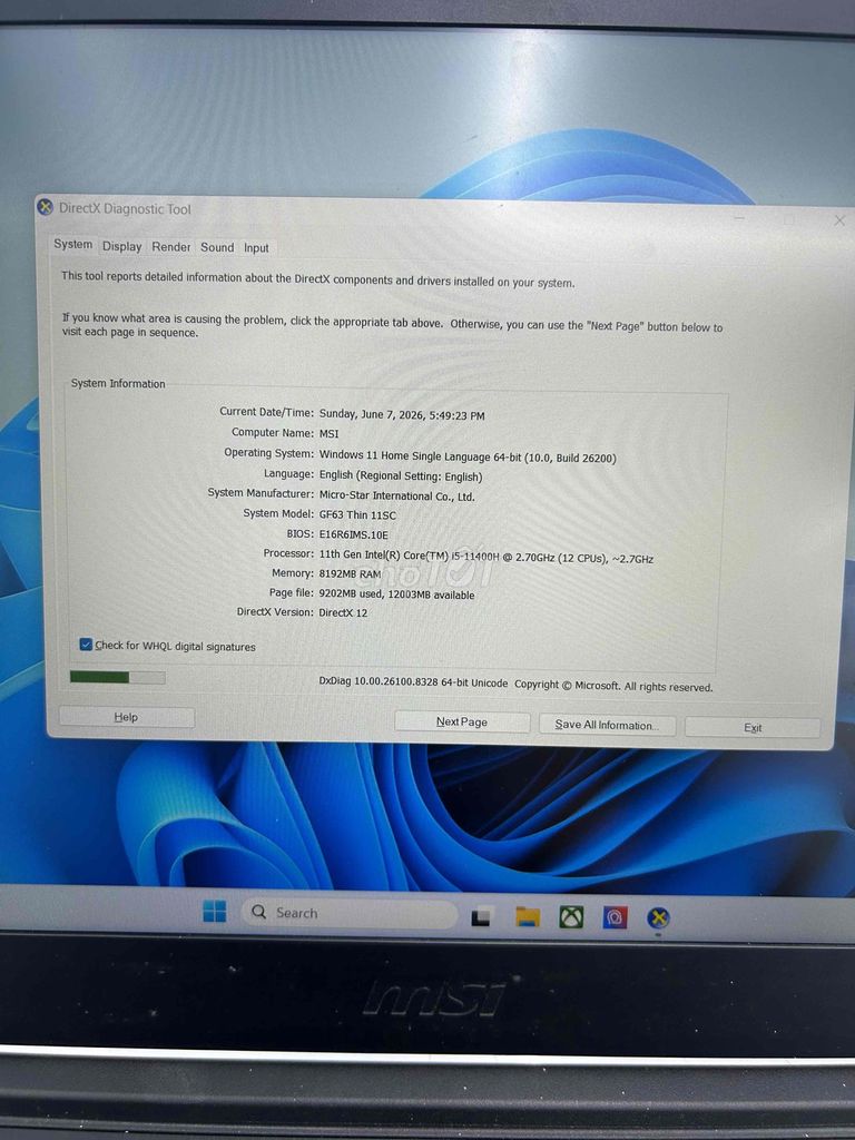 MSI GF63 Thin 11SC i5-11400H 15.6 inch 8GB/512GB. Mua bán Laptop tại Quận 12 Tp Hồ Chí Minh được đăng bởi peanut hình 1