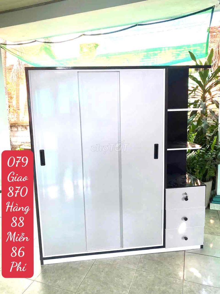 Tủ cửa lùa_ tủ áo cửa lùa 1m8 x 1m6 đủ màu