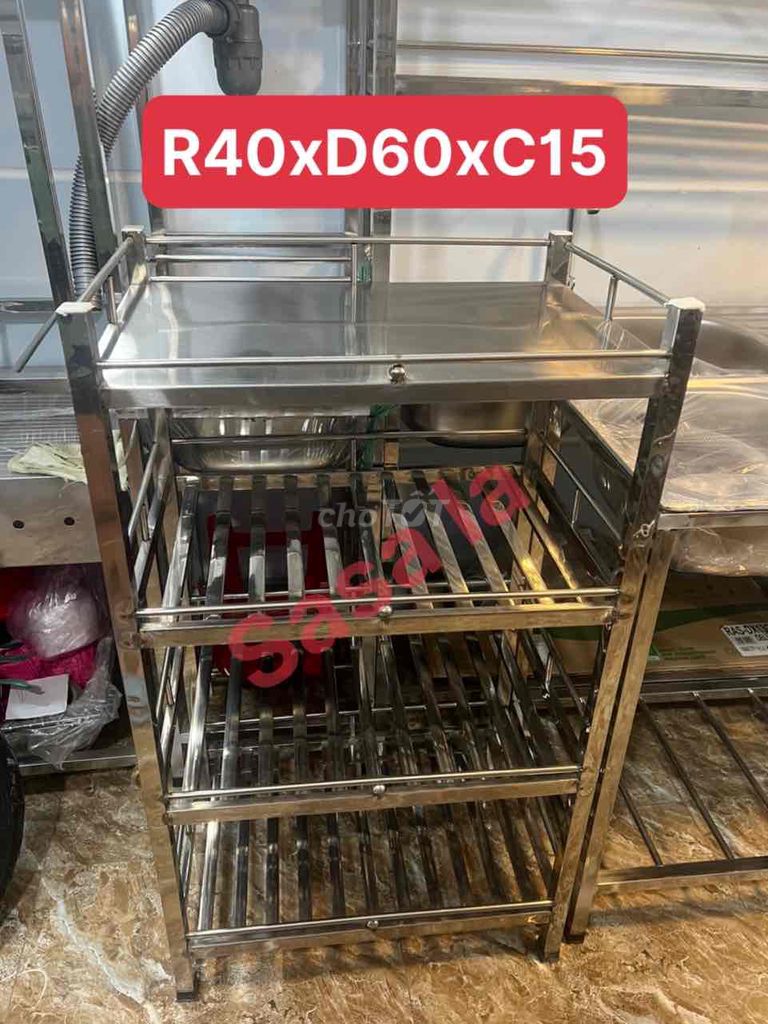 THANH LÝ KỆ INOX 4 TẦNG KT40x60