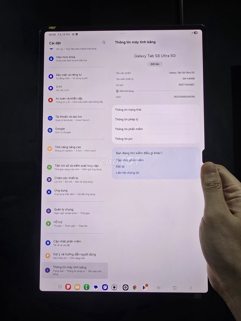 MTB Samsung Tab S8 Ultra 5G chính hãng VN zin . Mua bán Máy tính bảng tại Quận Bắc Từ Liêm Hà Nội được đăng bởi Đăng Huy hình 1