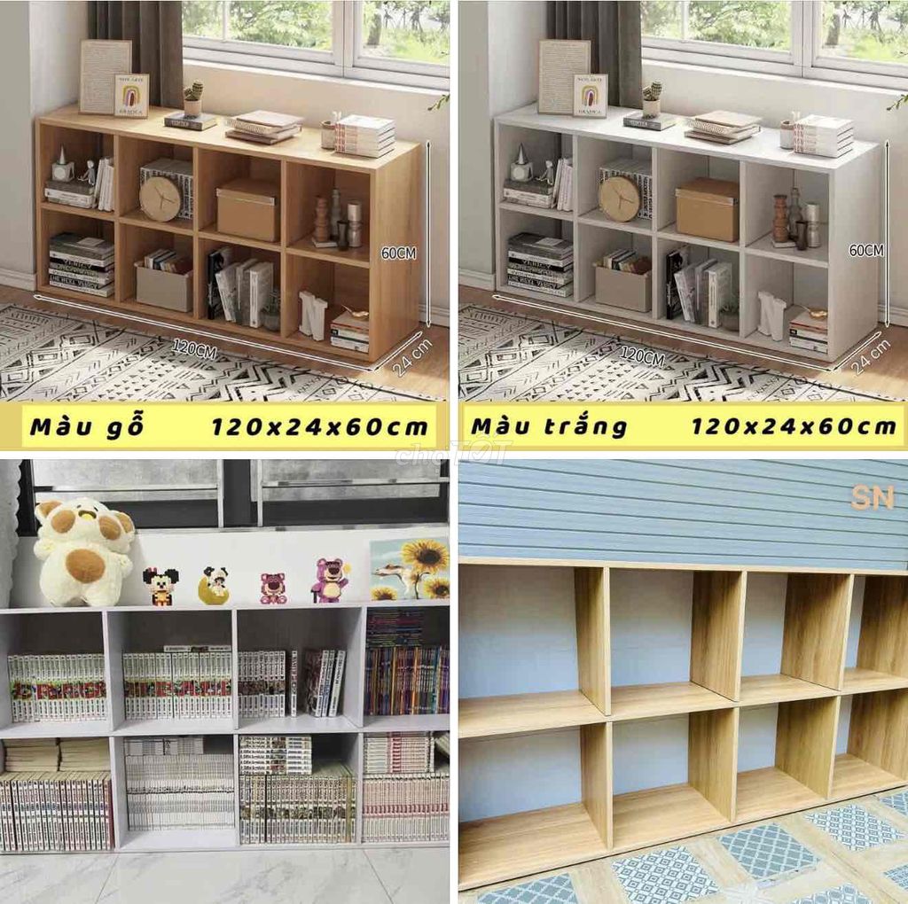 Kệ sách Tổ ong 8 ô Gỗ MDF Trắng, Gỗ, Óc chó. Mua bán Tủ, kệ gia đình tại Quận Hải Châu Đà Nẵng được đăng bởi Đồ Gia Dụng Linh Linh hình 1