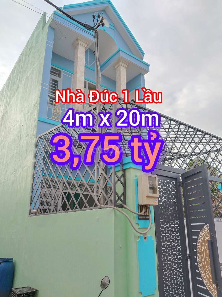 BÁN NHÀ ĐÚC 1 LẦU. 4M X 20M GẦN CHỢ CHỮ S TRẦN VĂN MƯỜI